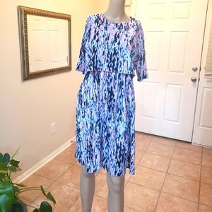 ASOS 8 graffiti art splatter 2 tier shift dress soft flowy jersey knit crewneck
